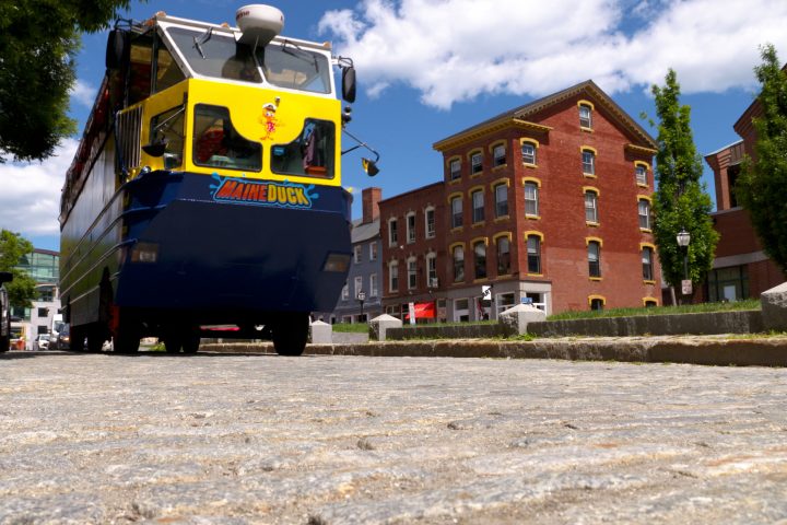 a bus that is parked on the side of the road