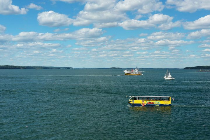 a small boat in a large body of water